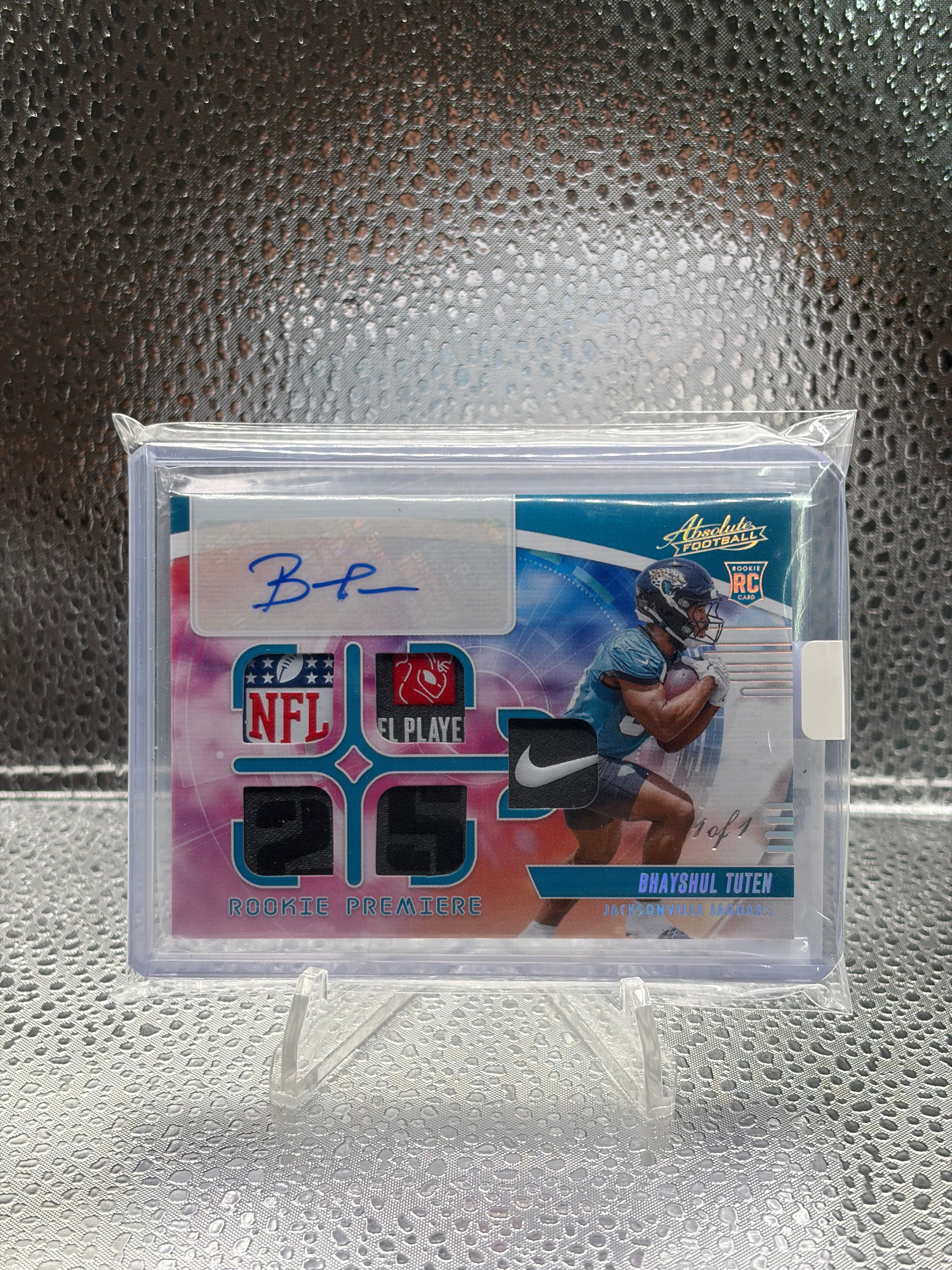 1 of 1 Bhayshul Tuten 2025 Absolute Rookie Premiere Quad Patch Auto NFL PATCH